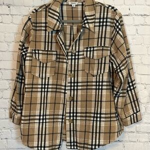 Casual Brown and Black Plaid Button Down Shirt